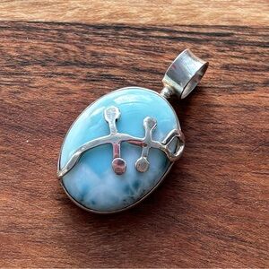 Sterling Silver and Blue Larimar Branch Pendant